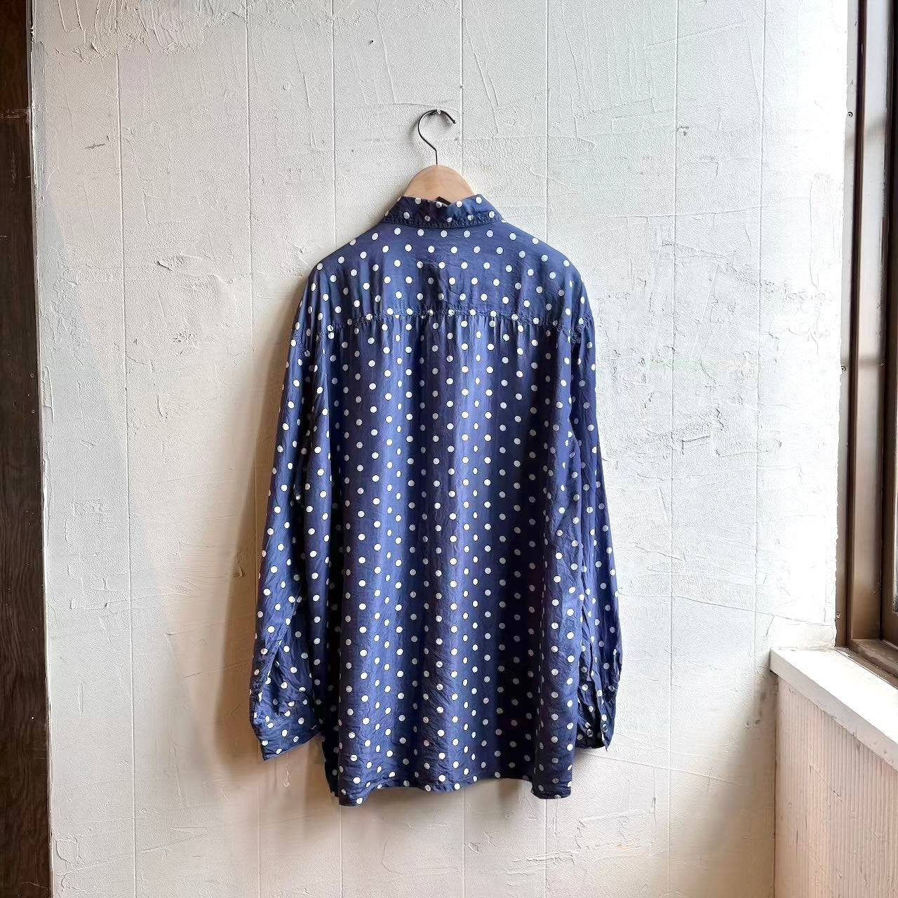 【古着】Walbusch / ヴァルブッシュ シルクドット シャツ ブルー