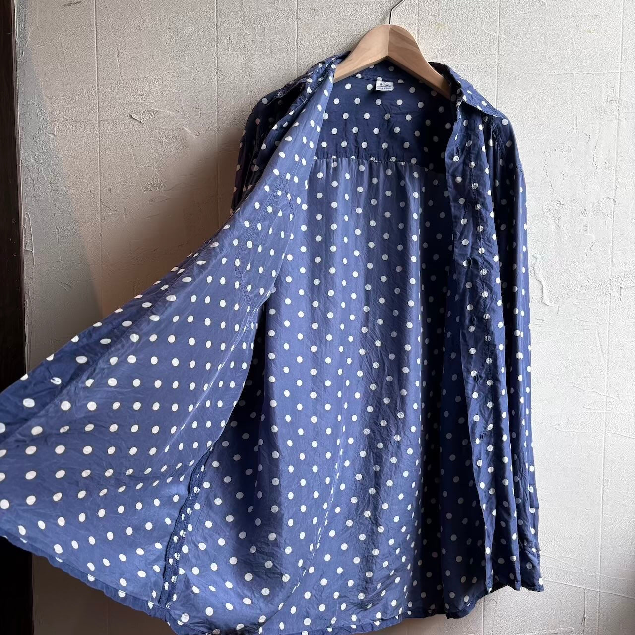 【古着】Walbusch / ヴァルブッシュ シルクドット シャツ ブルー