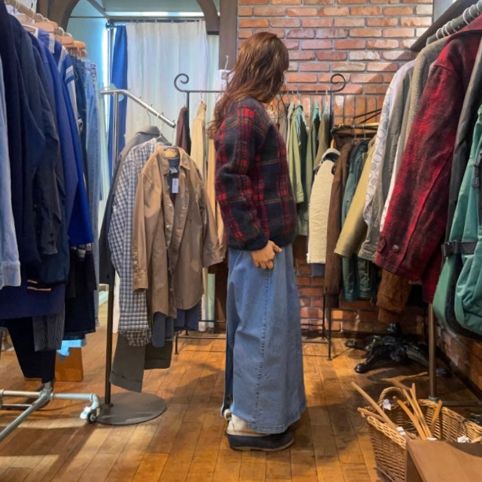 【古着】タルボット / Talbots モヘア混 ニットセーター タータンチェック 赤 レディース