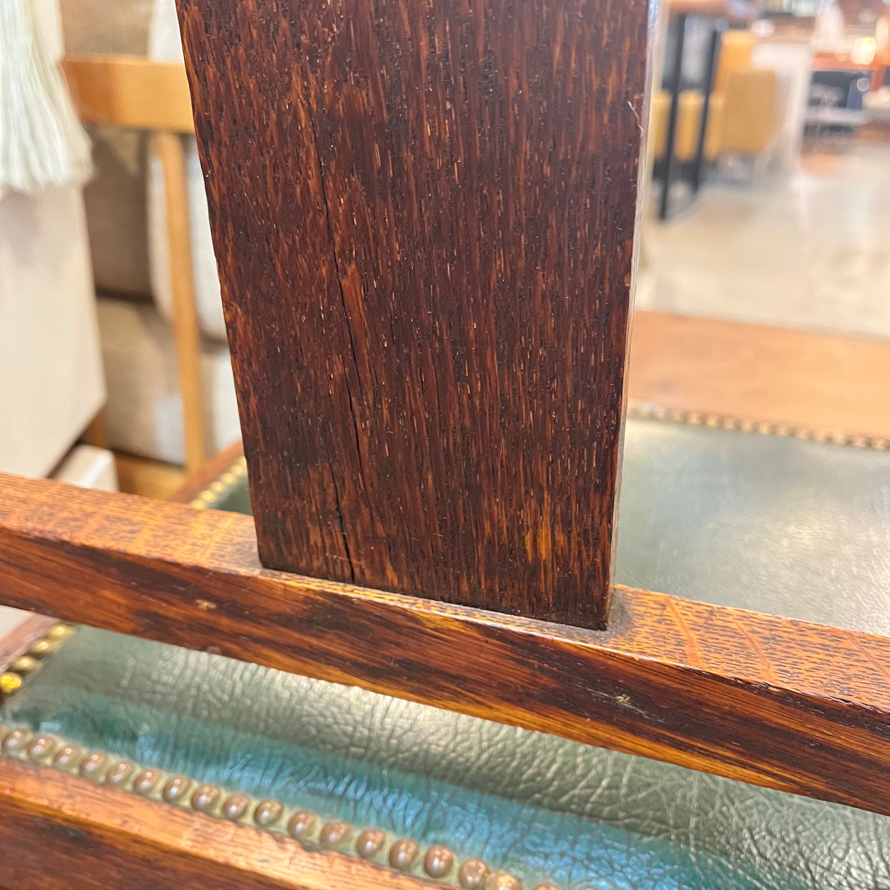 アンティークチェア グリーン 寄木 椅子