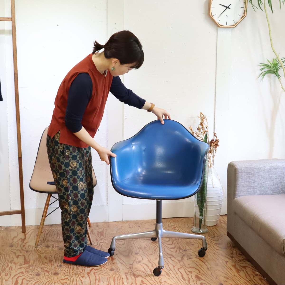 ハーマンミラー / Herman Miller アームシェルチェア セグメンテッドベース チャールズ&レイ・イームズ FRP キャスター付き ヴィンテージ