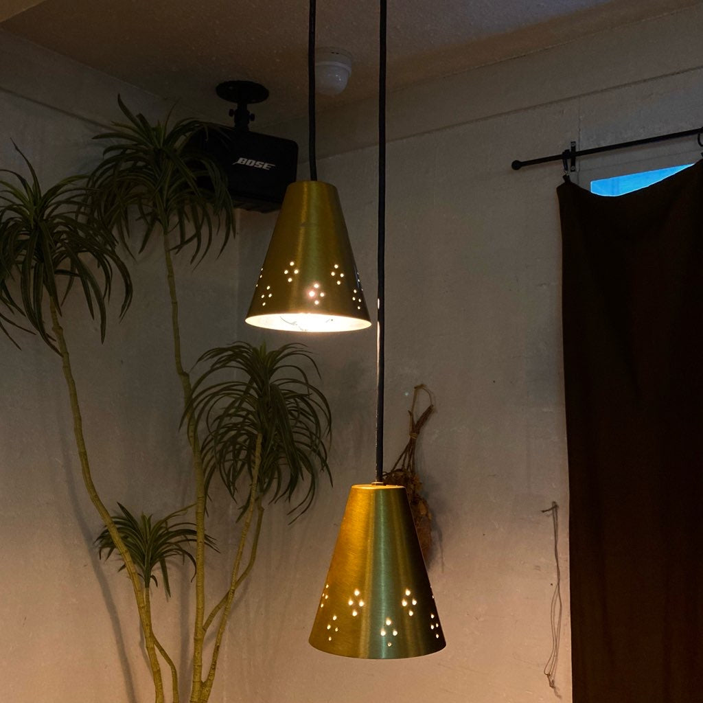ゴールドシェード 2灯ライト ペンダントライト アメリカンヴィンテージ