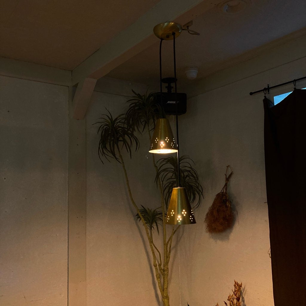 ゴールドシェード 2灯ライト ペンダントライト アメリカンヴィンテージ