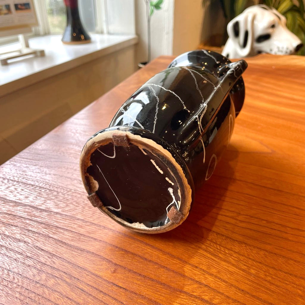 アメリカヴィンテージ フラワーベース 黒×白 マーブル 花器 花瓶