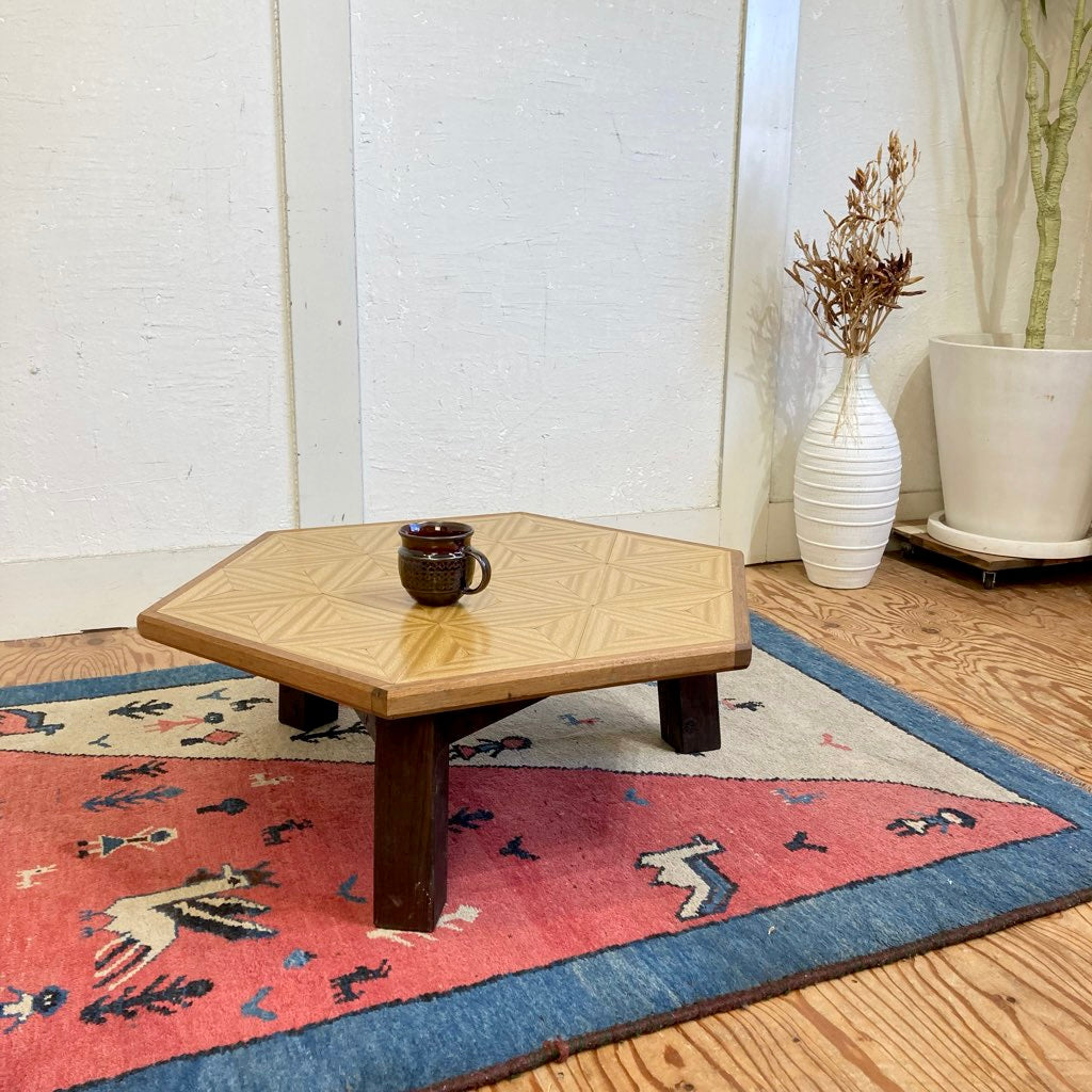 大家猫式商店 ちゃぶ台 寄木 麻の葉模様 中古