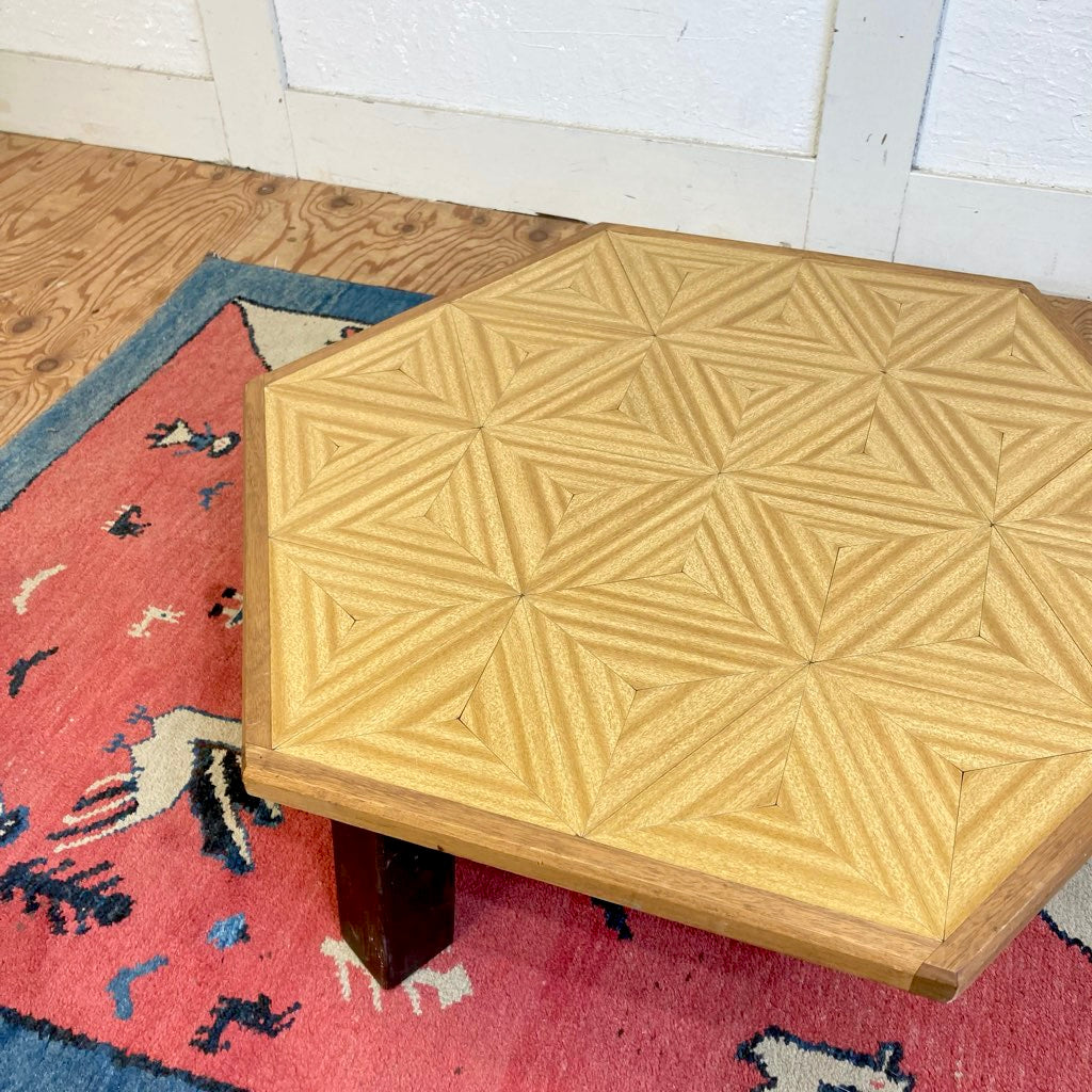 大家猫式商店 ちゃぶ台 寄木 麻の葉模様 中古