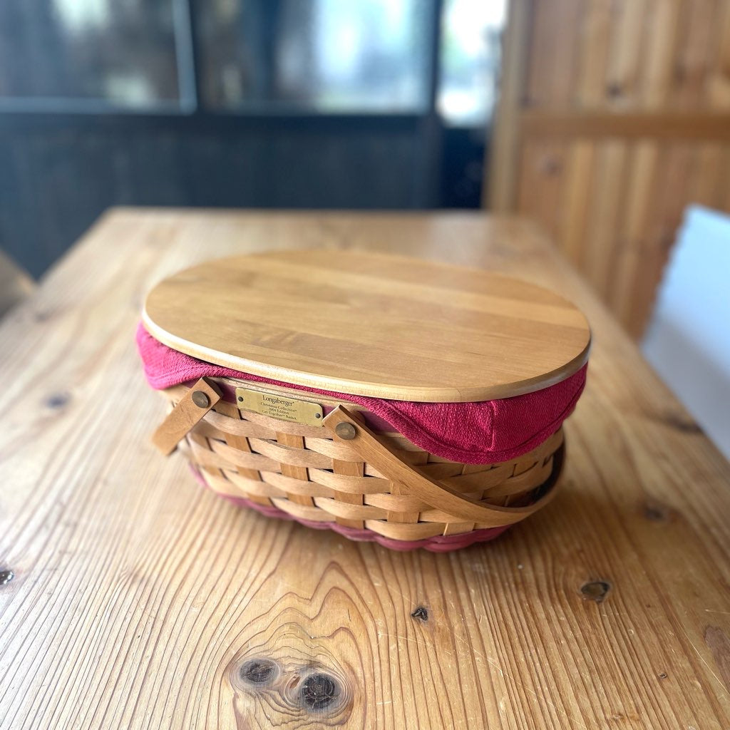ロンガバーガー / Longaberger バスケット 大 カントリー 蓋つきかご 中古