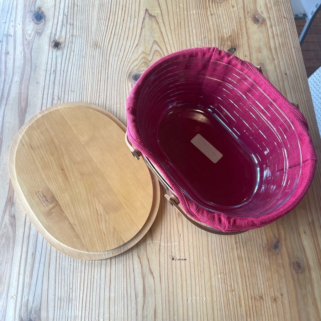 ロンガバーガー / Longaberger バスケット 大 カントリー 蓋つきかご 中古