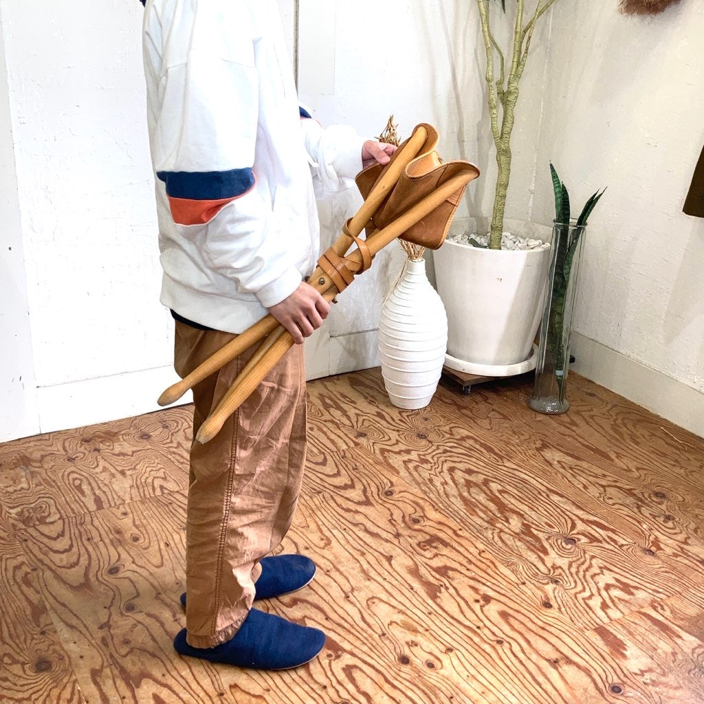 ハンティングチェア 折り畳み スツール 本革 アウトドア キャンプ 中古