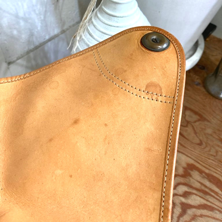 ハンティングチェア 折り畳み スツール 本革 アウトドア キャンプ 中古