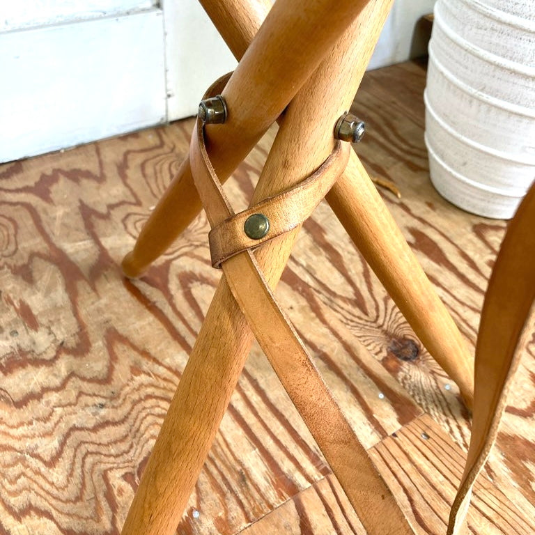 ハンティングチェア 折り畳み スツール 本革 アウトドア キャンプ 中古