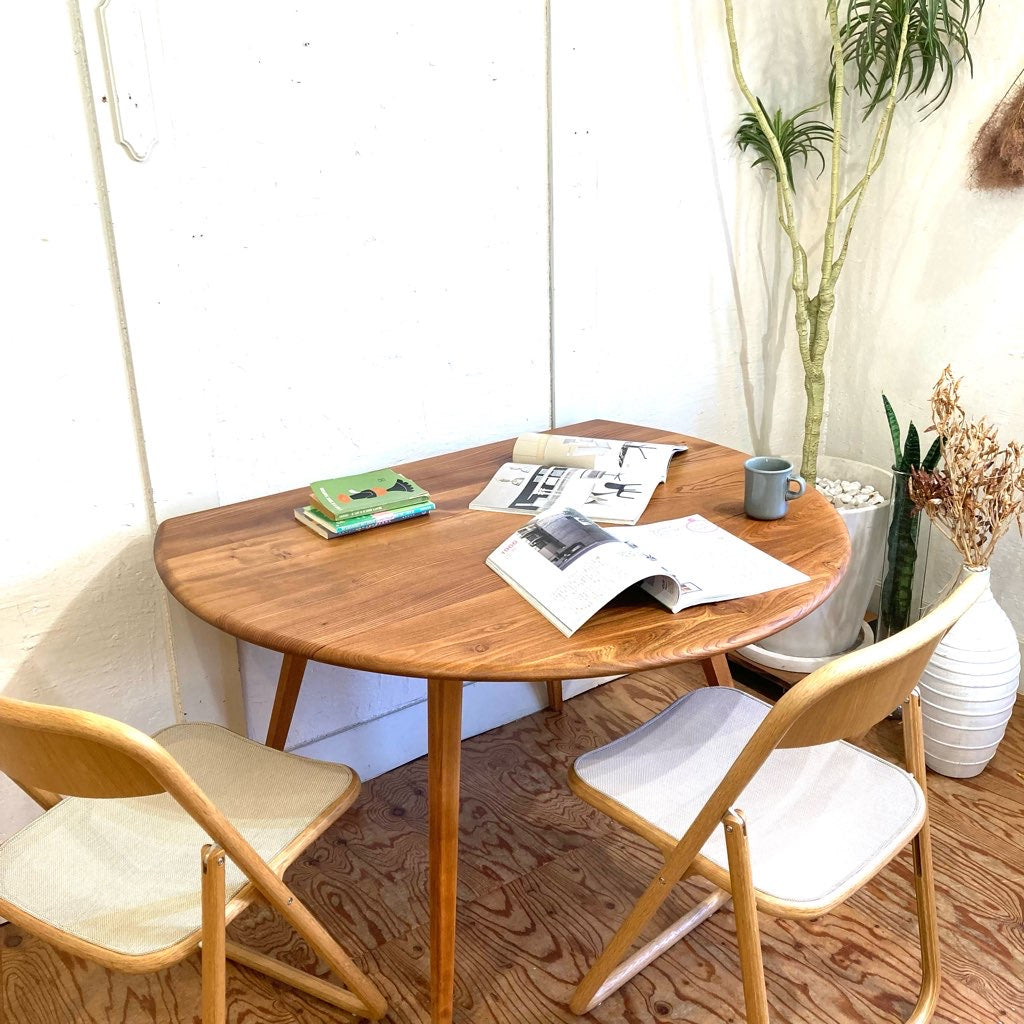 アーコール / ERCOL ドロップリーフ 伸長式 ダイニングテーブル バタフライテーブル 折りたたみ式 ラウンドテーブル 英国 ヴィンテージ