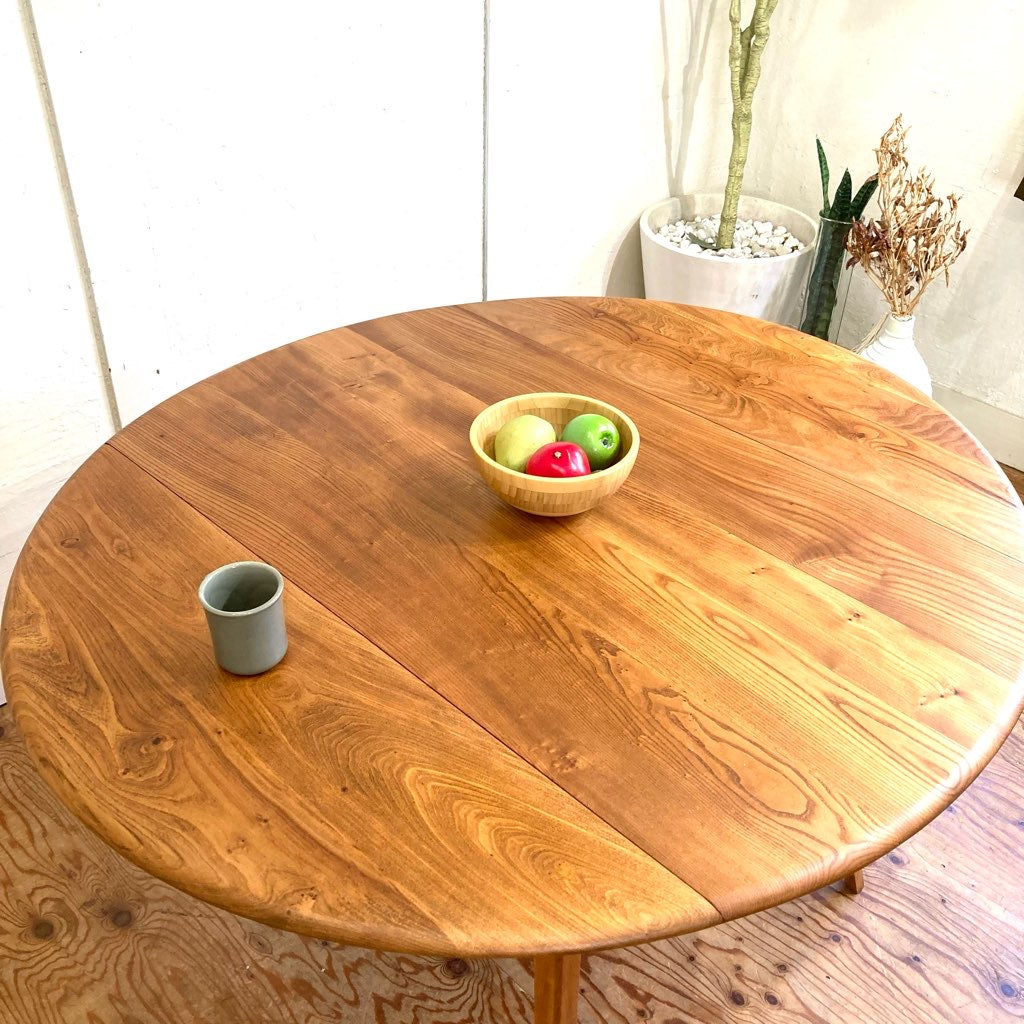 アーコール / ERCOL ドロップリーフ 伸長式 ダイニングテーブル バタフライテーブル 折りたたみ式 ラウンドテーブル 英国 ヴィンテージ