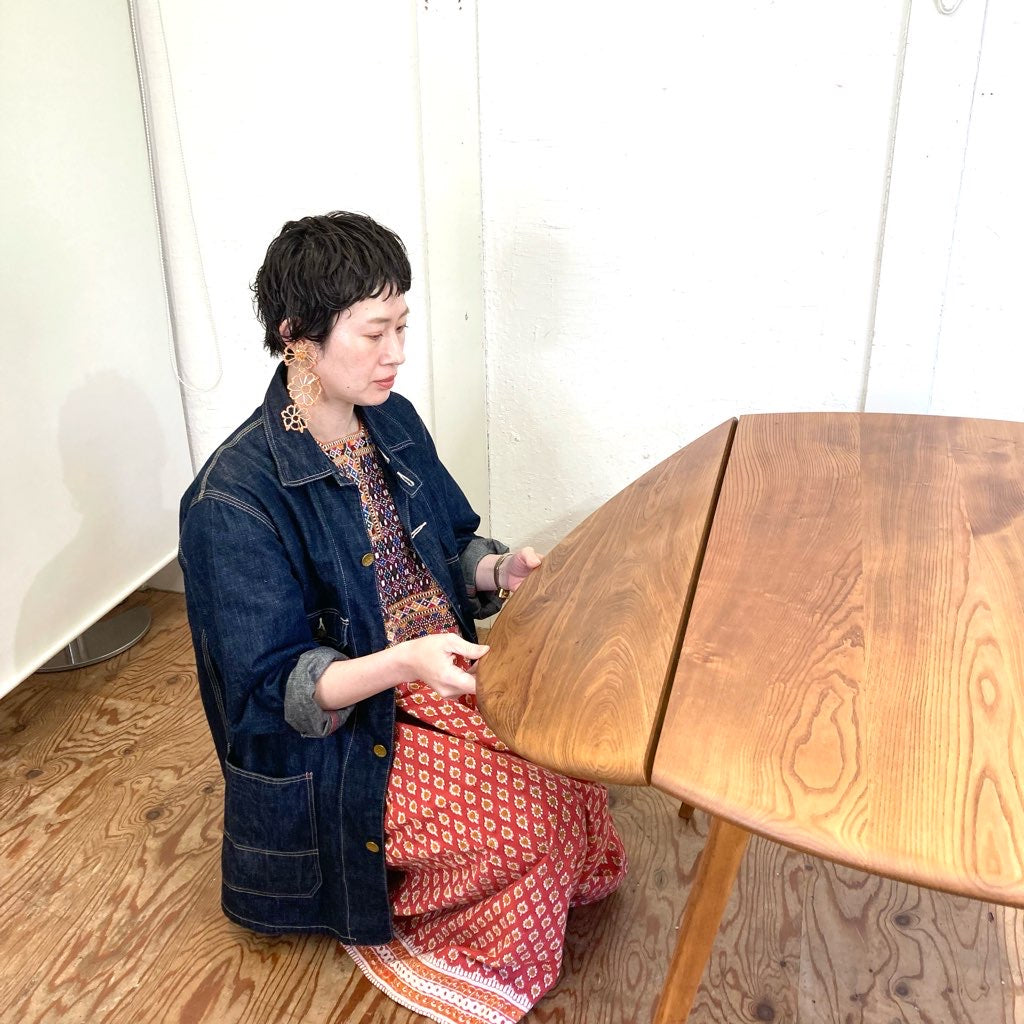 アーコール / ERCOL ドロップリーフ 伸長式 ダイニングテーブル バタフライテーブル 折りたたみ式 ラウンドテーブル 英国 ヴィンテージ