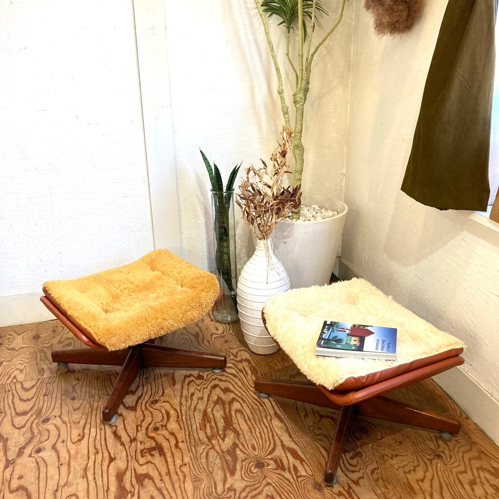 ローズウッドベース オットマン スツール【2】ホワイト ジャパンヴィンテージ