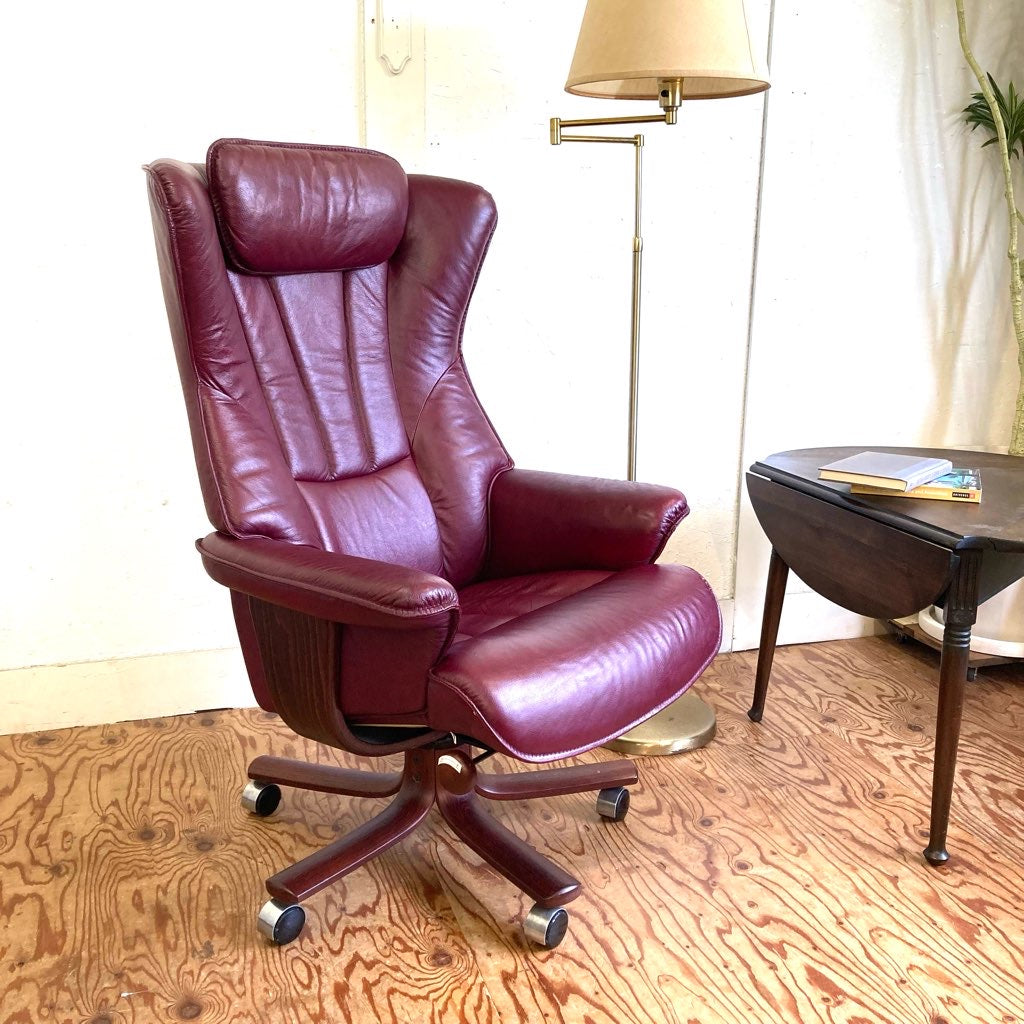 リクライニングチェア キャスター付き 北欧風 パープル ヴィンテージ