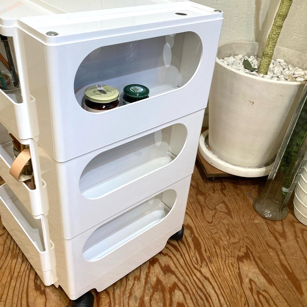 B-LINE ボビーワゴン 3段5トレイ ホワイト ジョエ・コロンボ デザイナーズキャビネット中古