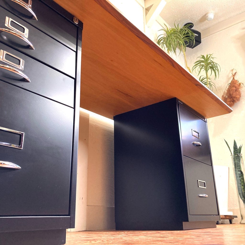 ビスレー / BISLEY 両袖デスク キャビネット 4段& 2段&木天板3点 デスクセット イギリス 中古