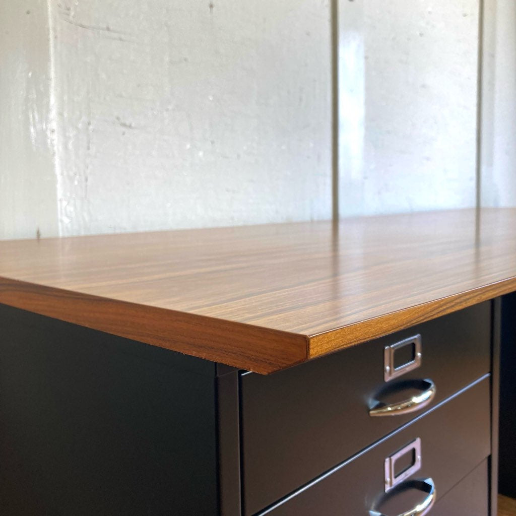 ビスレー / BISLEY 両袖デスク キャビネット 4段& 2段&木天板3点 デスクセット イギリス 中古