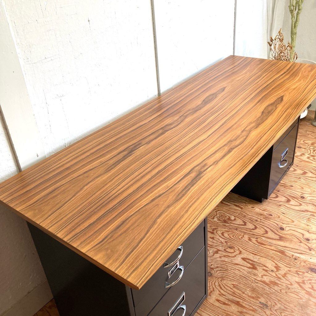 ビスレー / BISLEY 両袖デスク キャビネット 4段& 2段&木天板3点 デスクセット イギリス 中古