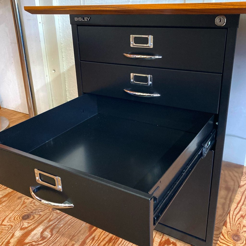 ビスレー / BISLEY 両袖デスク キャビネット 4段& 2段&木天板3点 デスクセット イギリス 中古