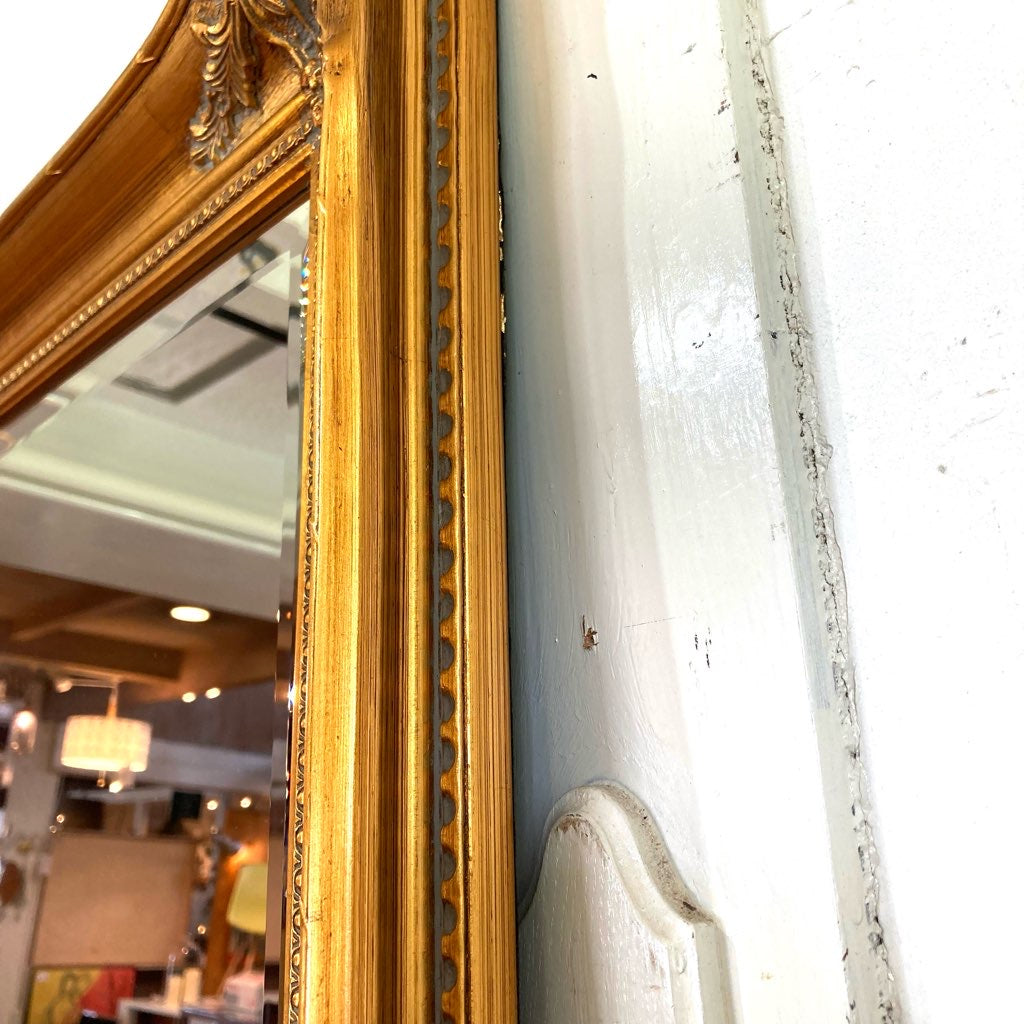 ゴールドフレーム 全身姿見 大型ミラー 店舗用 クラシカル ミラー 姿見 面取りミラー 中古