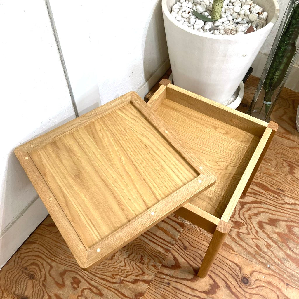 立野木材工芸 / Tateno.Wood.Art はたらくサイドテーブル シングル オーク材 中古