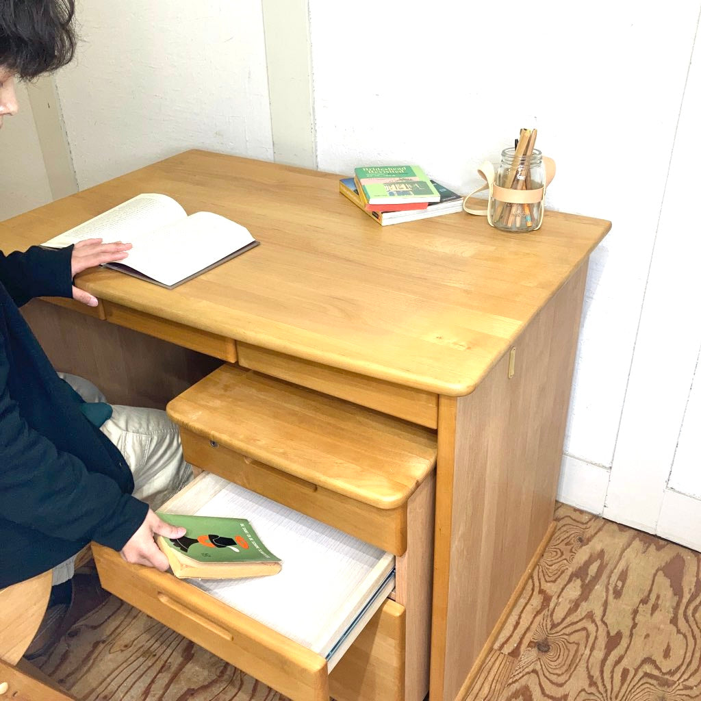 堀田木工 hotta woody ダック / DUCK デスク ワゴン チェア 3点セット 勉強机 中古