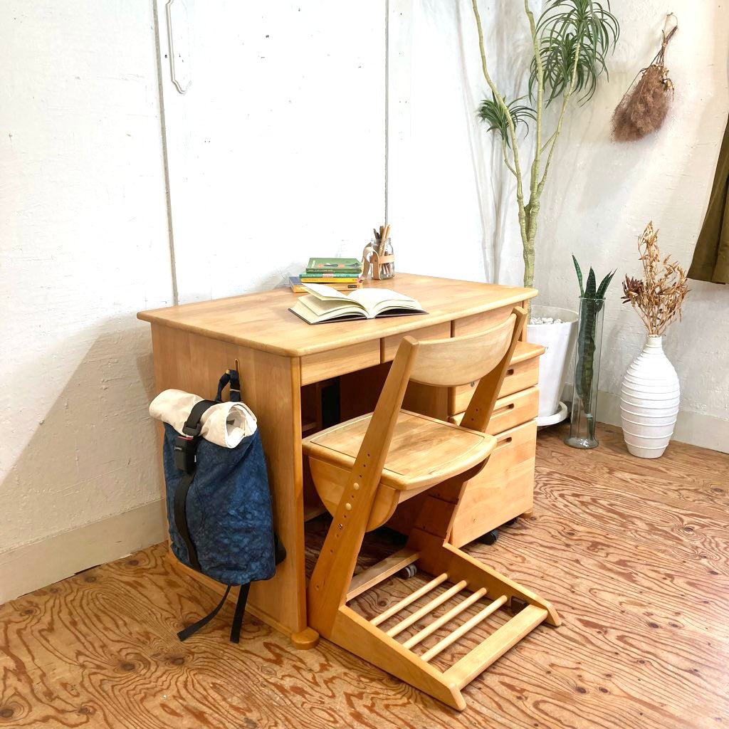 堀田木工 hotta woody ダック / DUCK デスク ワゴン チェア 3点セット 勉強机 中古