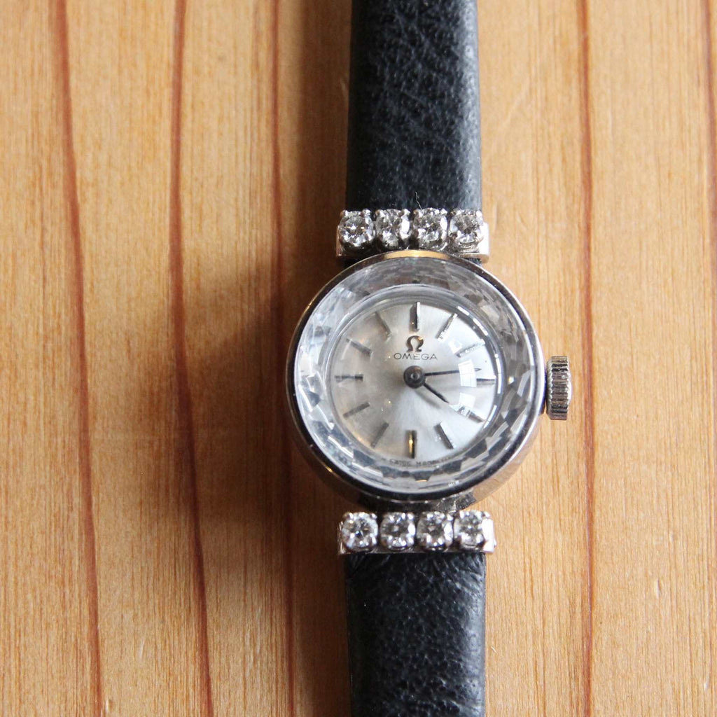オメガ OMEGA 腕時計 カットガラス 8Pダイヤ アンティーク時計 ...