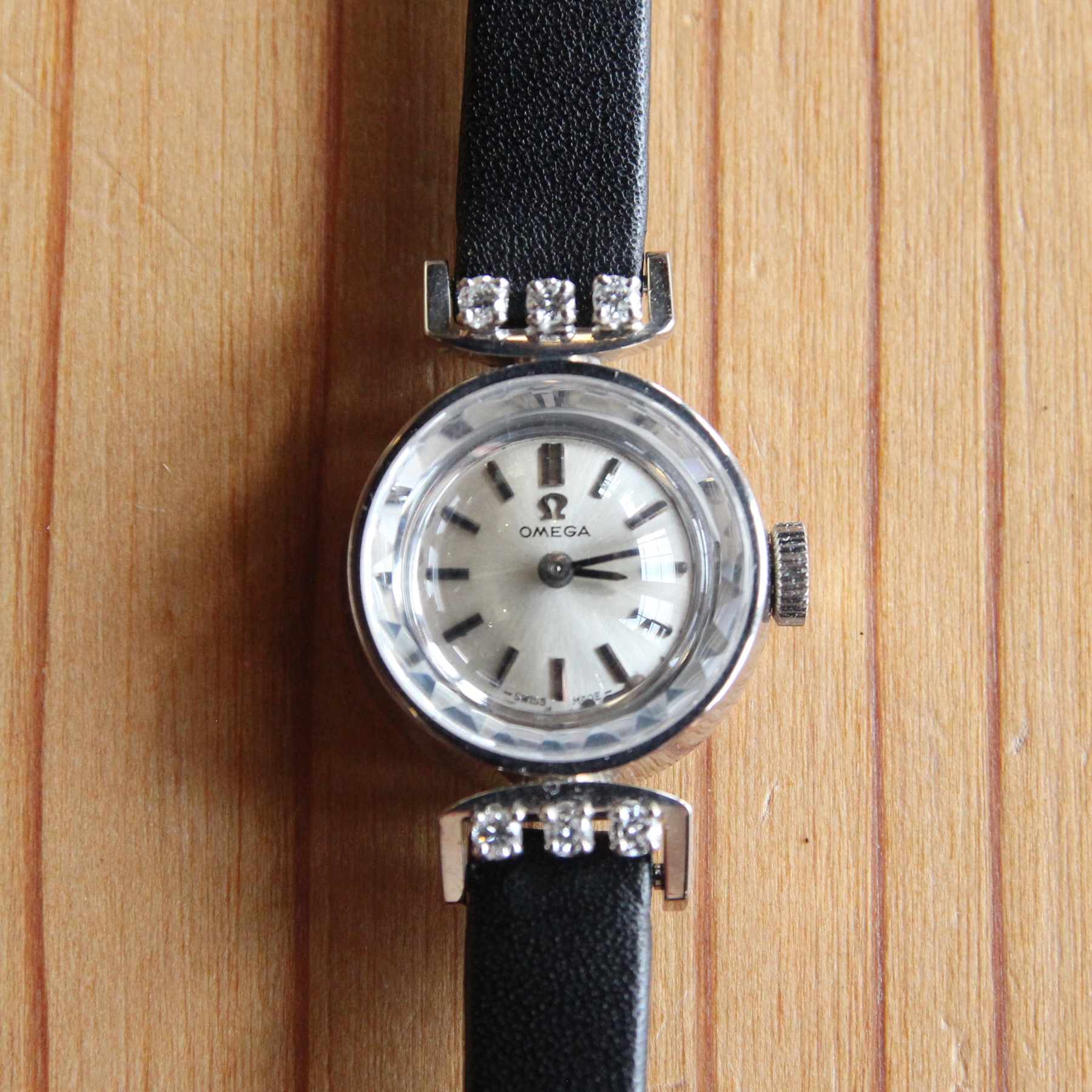オメガ OMEGA カットガラス 6Pダイヤ 【19】 アンティーク腕時計 