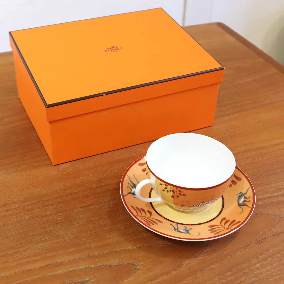 エルメス / HERMES アフリカ / AFRICA ティーカップ&ソーサ― ブラウン 中古