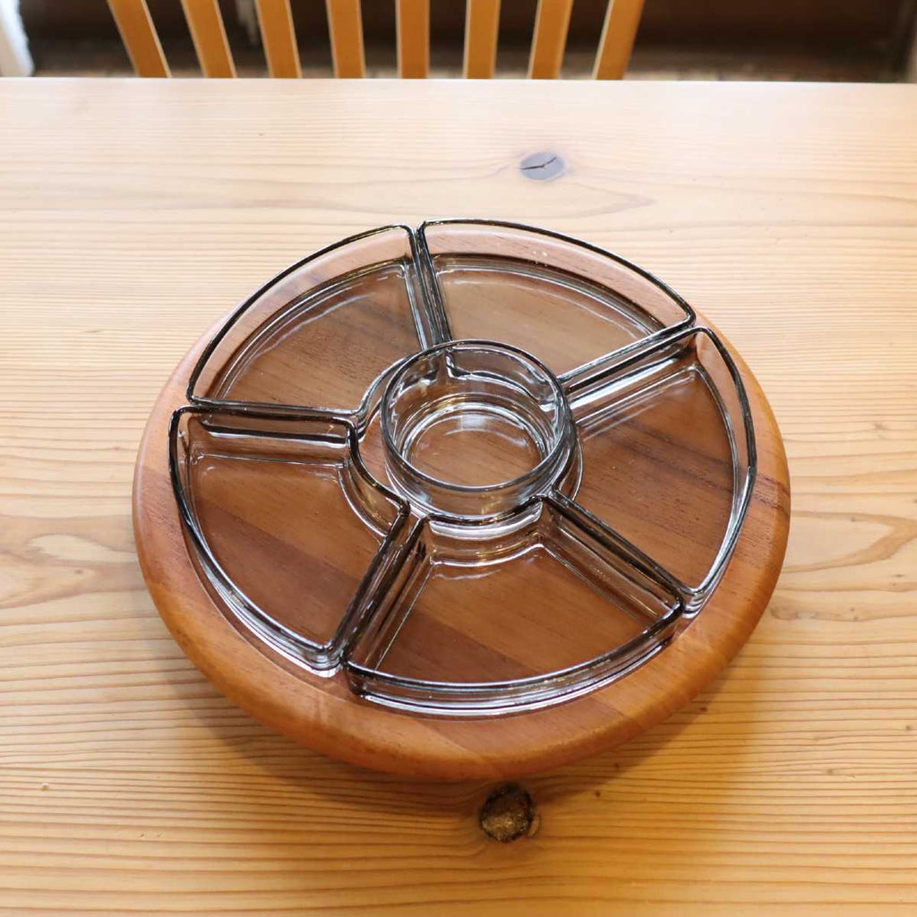 ディグスメッド / DIGSMED 木製回転トレイガラス皿セット デンマーク製