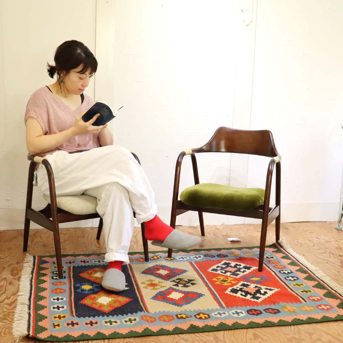 飛騨産業 アイガー / EIGER チェア アームチェア グリーン【1】キツツキ ヴィンテージ