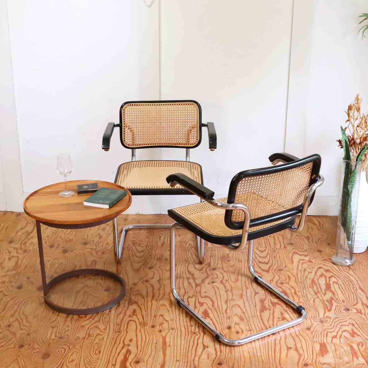 チェスカチェア / CESCA CHAIR 2脚セット 【A】 アーム付き マルセル・ブロイヤー カンティレバー イタリア製 ヴィンテージ