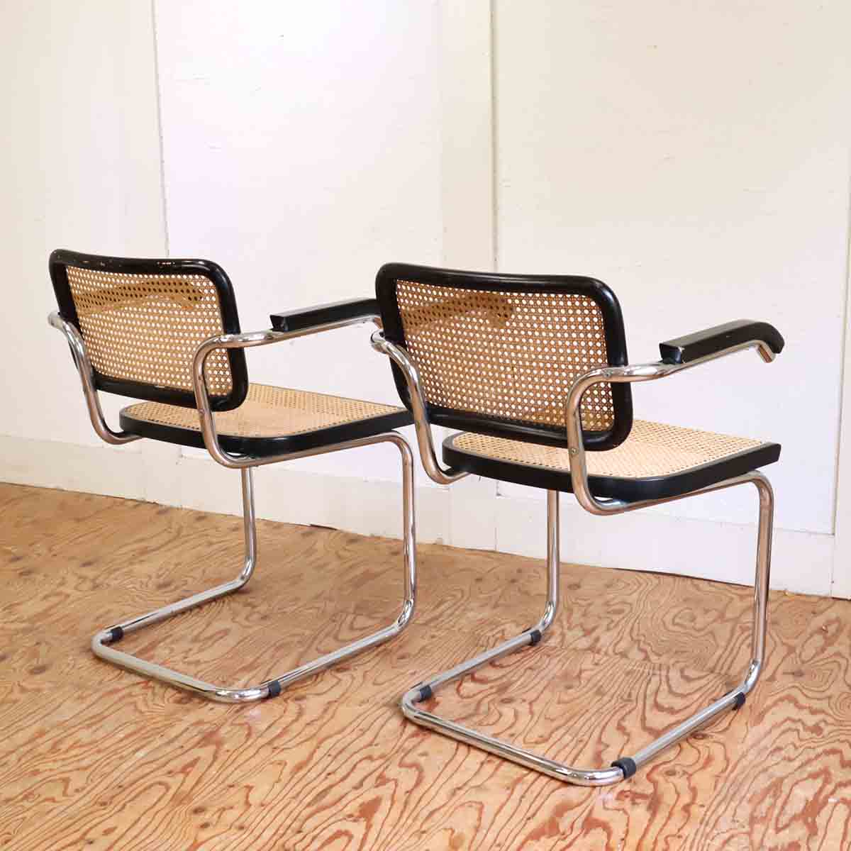 チェスカチェア / CESCA CHAIR 2脚セット 【A】 アーム付き マルセル・ブロイヤー カンティレバー イタリア製 ヴィンテージ