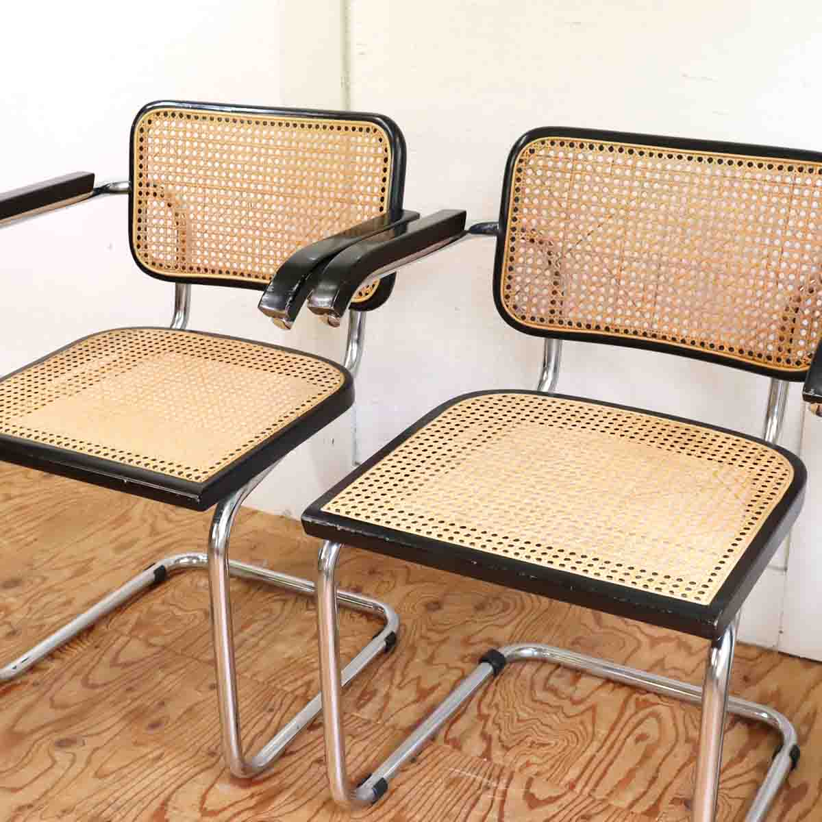 チェスカチェア / CESCA CHAIR 2脚セット 【A】 アーム付き マルセル・ブロイヤー カンティレバー イタリア製 ヴィンテージ