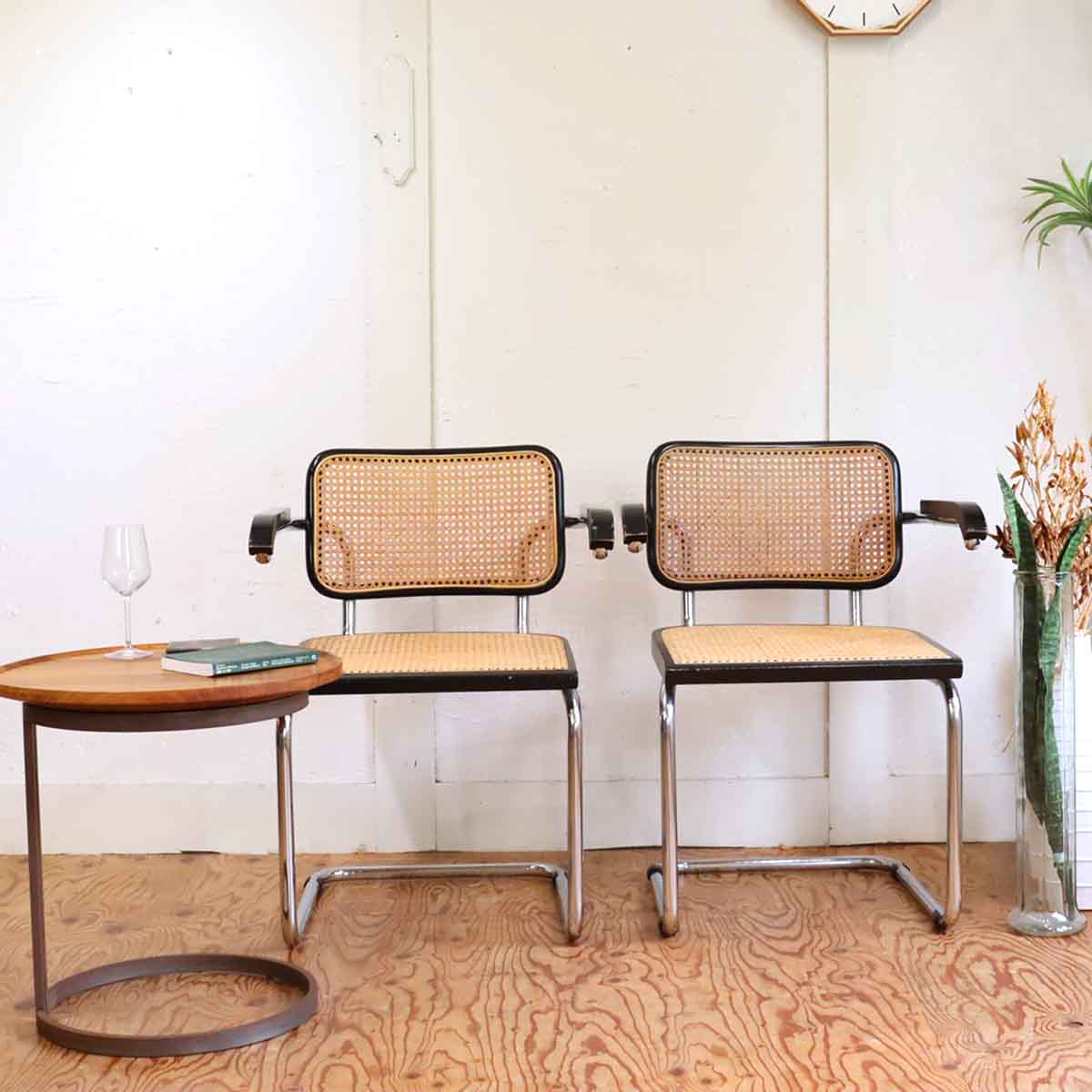 チェスカチェア / CESCA CHAIR 2脚セット 【A】 アーム付き マルセル・ブロイヤー カンティレバー イタリア製 ヴィンテージ