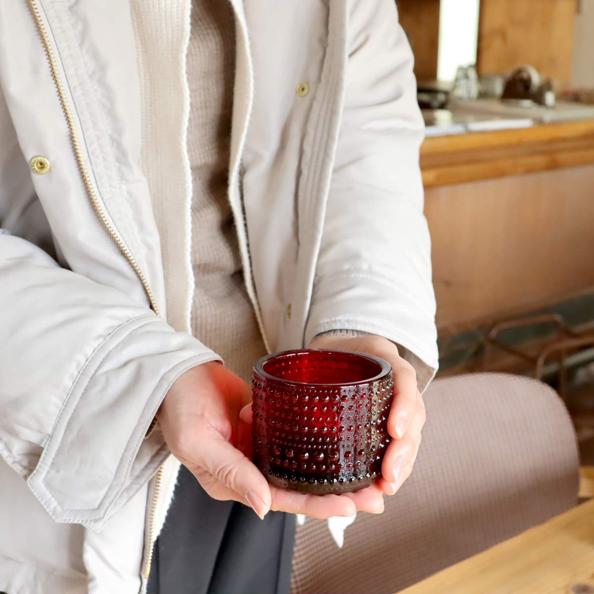 イッタラ / iittala カステヘルミ / Kastehelmi キャンドルホルダー クランベリー 中古