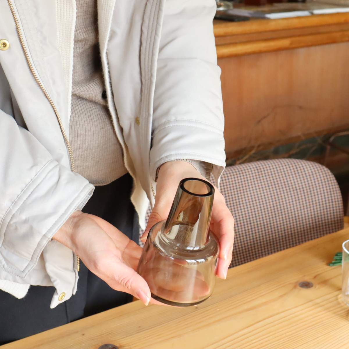 ホルムガード / Holmegaard フローラ スモーク フラワーベース 花器 花瓶 H12 中古