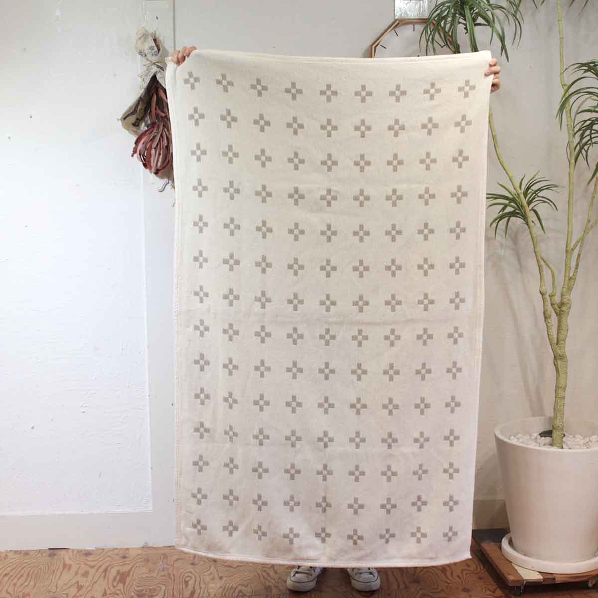 クリッパン/KLIPPAN シュニールコットンブランケット ハーフサイズ シャーンスンド エクリュ 中古