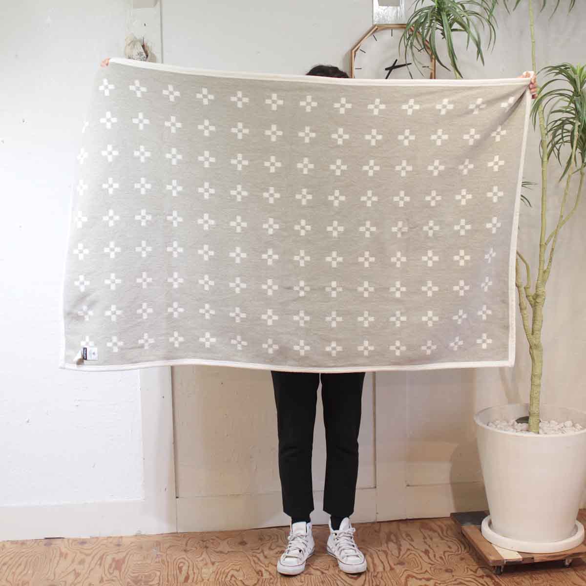 クリッパン/KLIPPAN シュニールコットンブランケット ハーフサイズ シャーンスンド エクリュ 中古