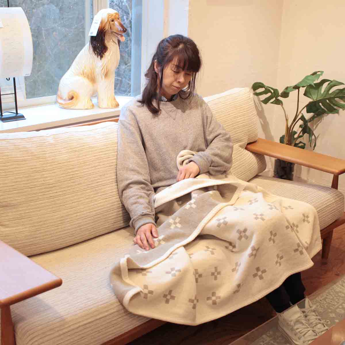 クリッパン/KLIPPAN シュニールコットンブランケット ハーフサイズ シャーンスンド エクリュ 中古