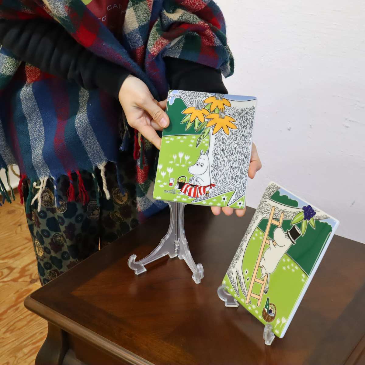 アラビア / ARABIA ムーミン陶板 パパ&ママ2点Set ムーミンデコツリー   MOOMIN DECO TREE 中古