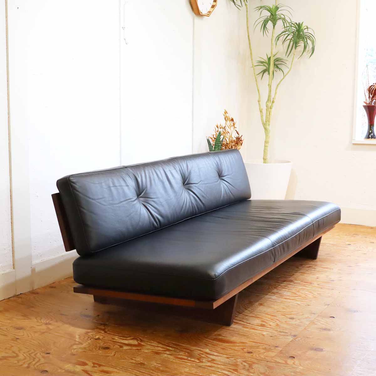マスターウォール / MASTERWAL モアレス ソファ 3シーター 180 本革 ウォールナット 中古