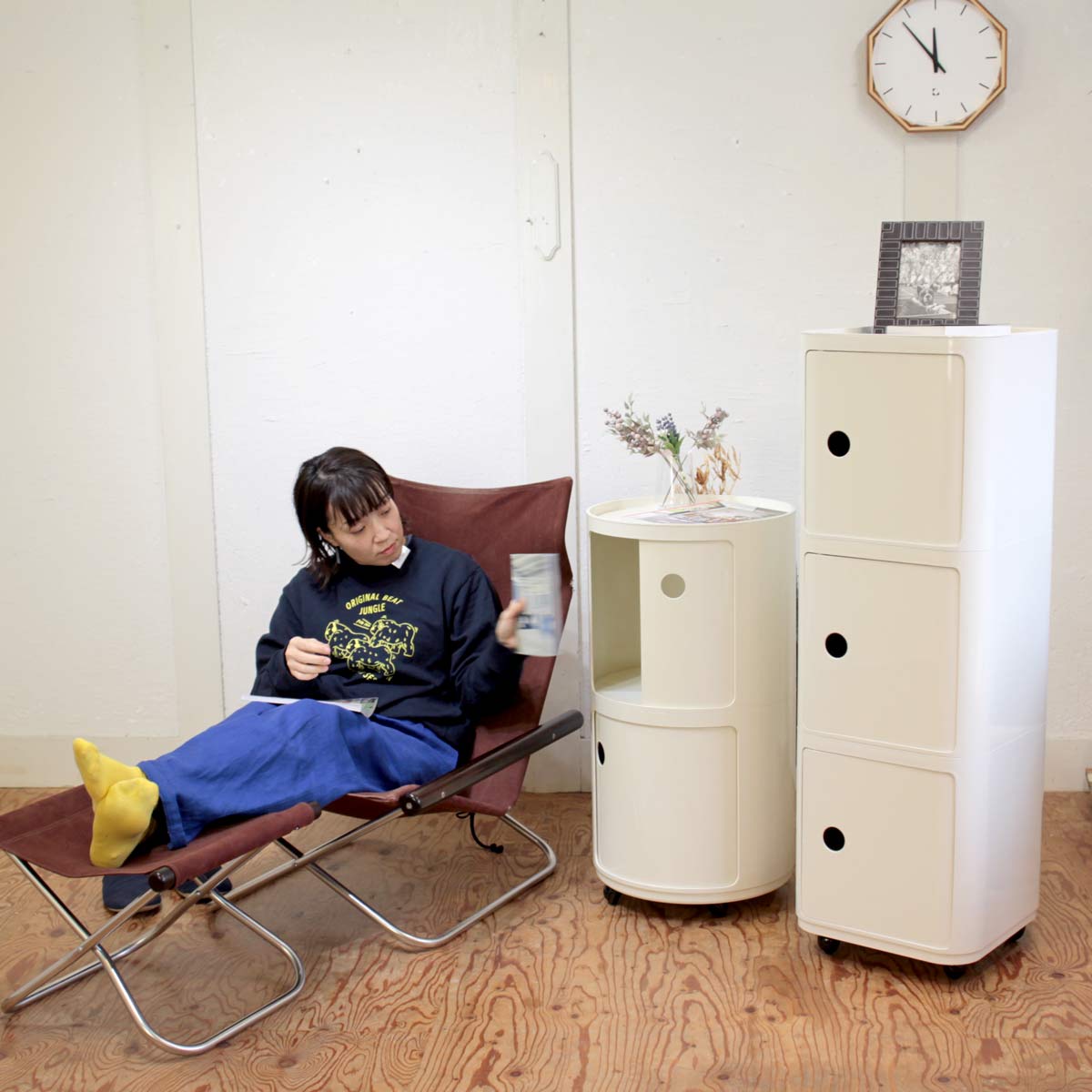 カルテル / Kartell コンポ二ビリ Square Element 3段 / スクエアエレメント3段 ホワイト キャスター付き イタリア製 中古