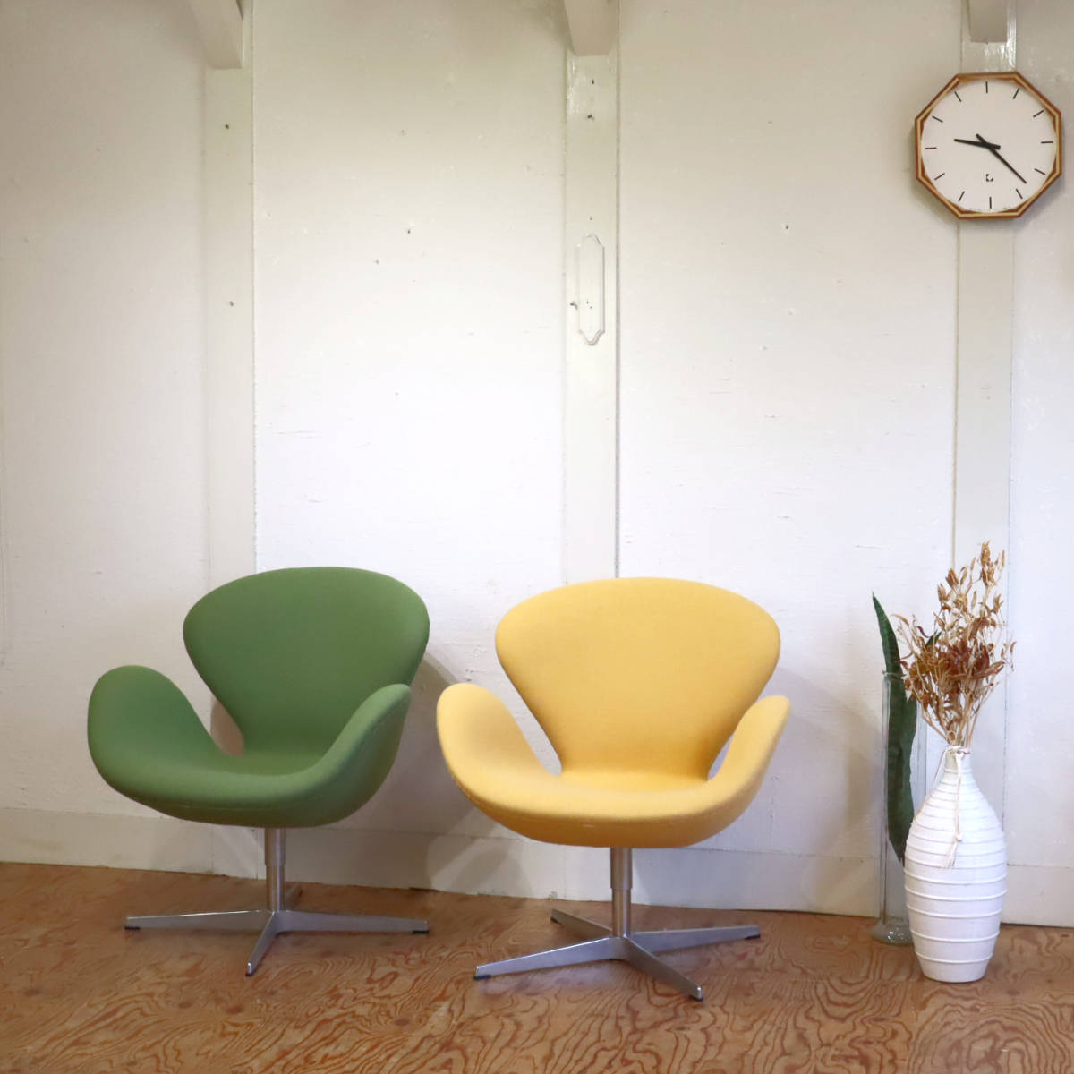 フリッツハンセン / FRITZ HANSEN スワンチェア SWAN オートリターン イエロー アルネ・ヤコブセン 北欧デンマーク 中古