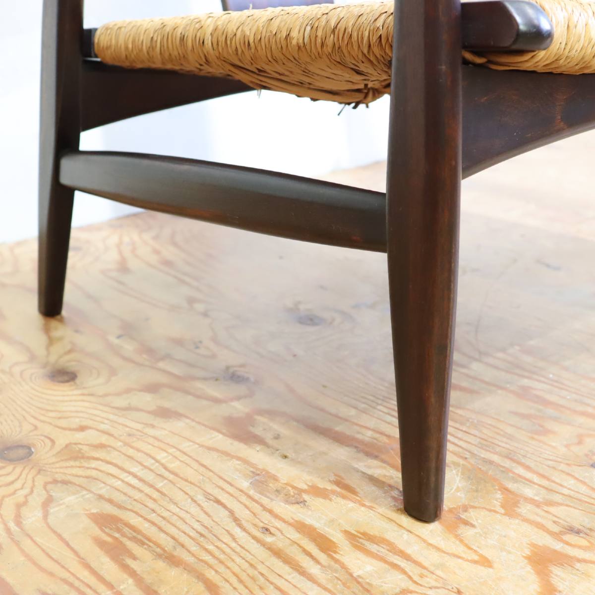 松本民芸家具 ラッシチェア #77型 アームチェア 曲げ肘椅子 一人掛け【1】 中古