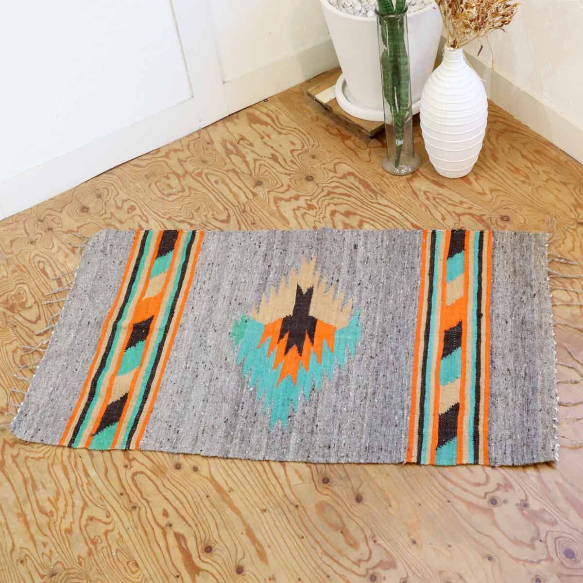 エスニック ラグ グレーベース 中古