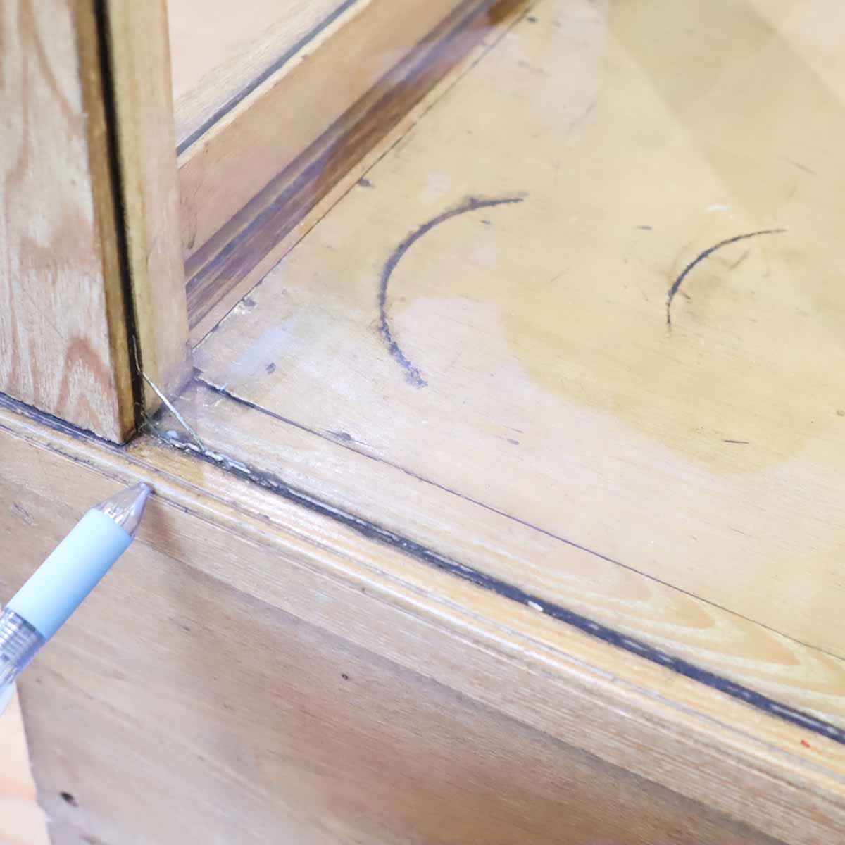 古い木味のパンケース ショーケース ガラス 陳列棚 ディスプレイケース  ヴィンテージ